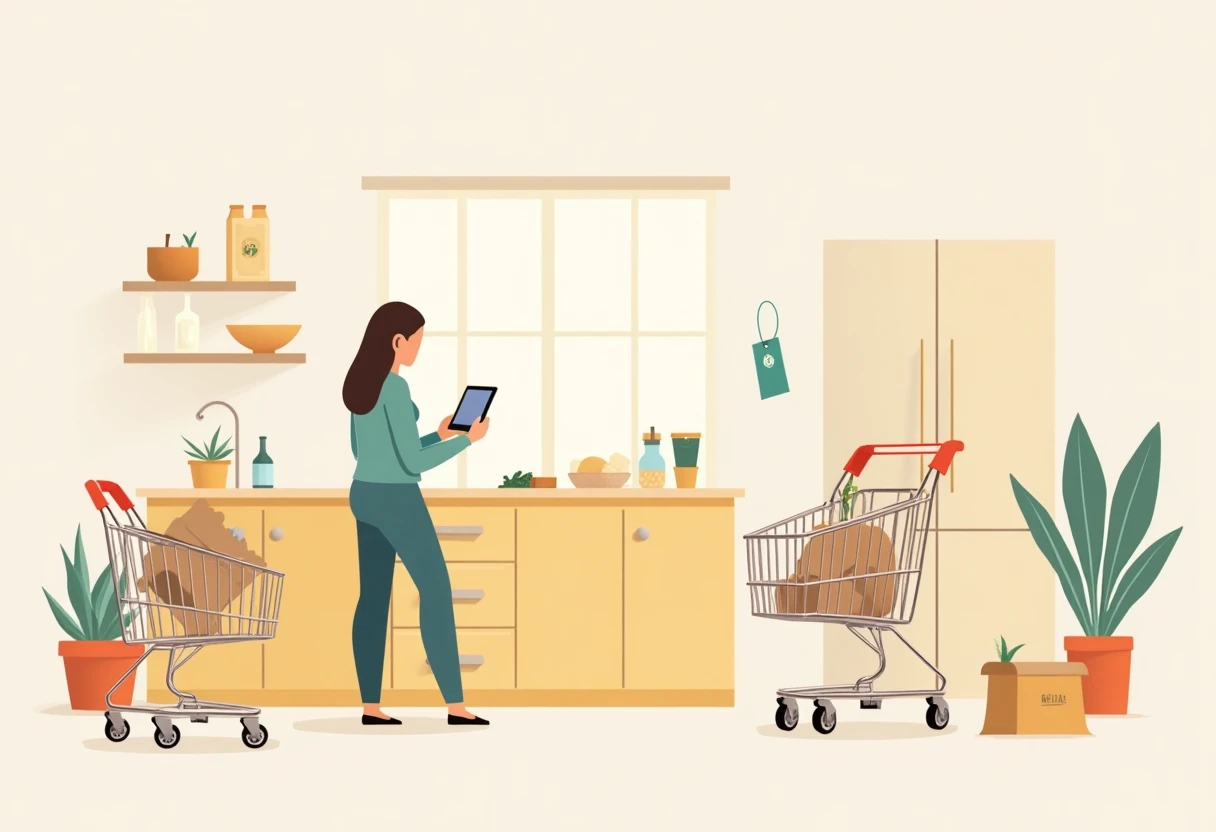 Revisando ofertas de comestibles en línea