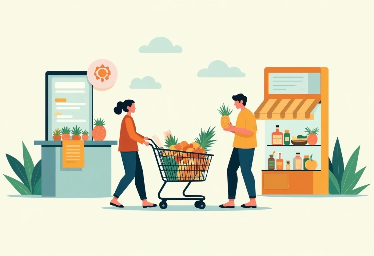 Carrito de compras con productos y descuentos