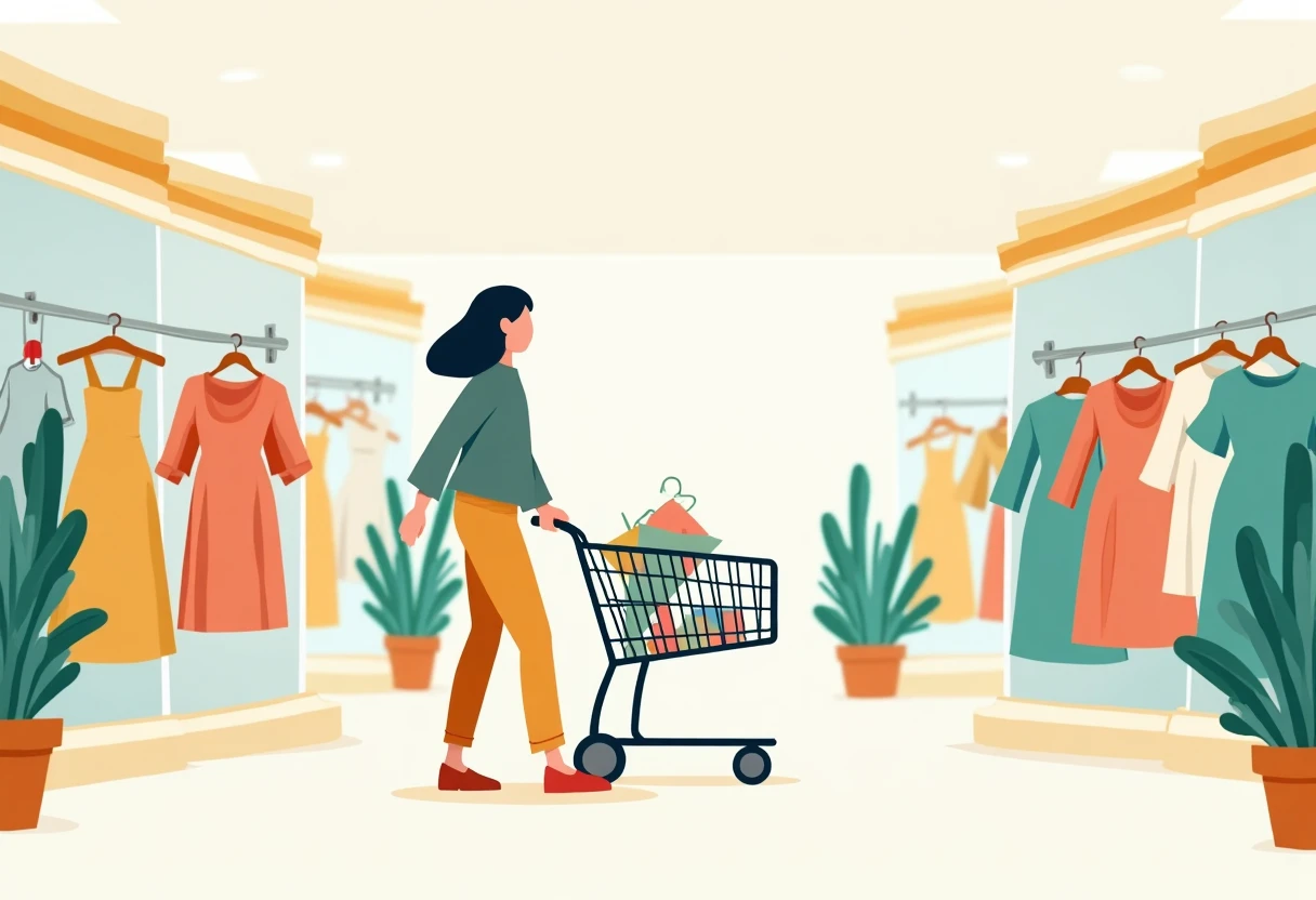 Shopper browsing fashion sale items